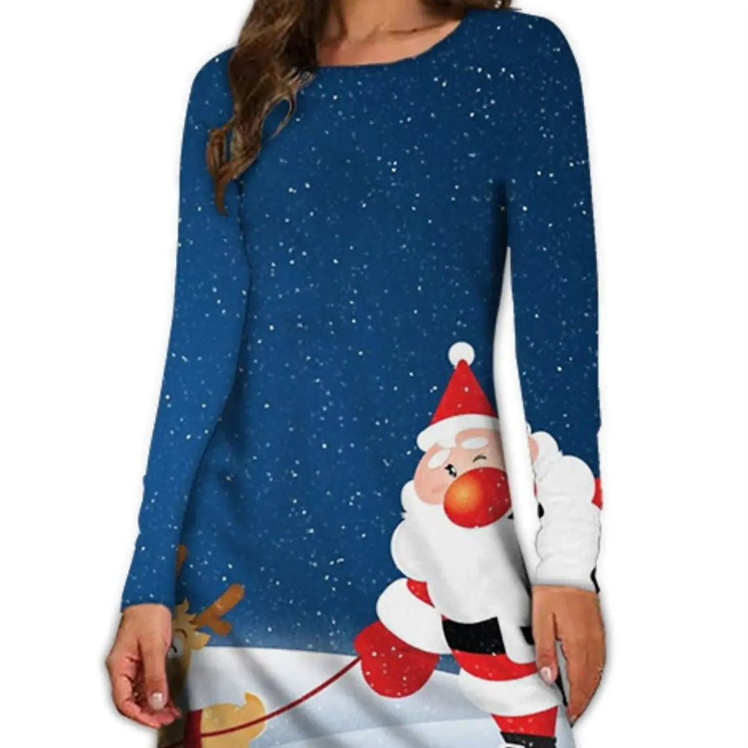 Women's Long Sleeve Christmas Dress - 3D Print, Mid - Waist (XS - 8XL) - Whimsical Shoppe