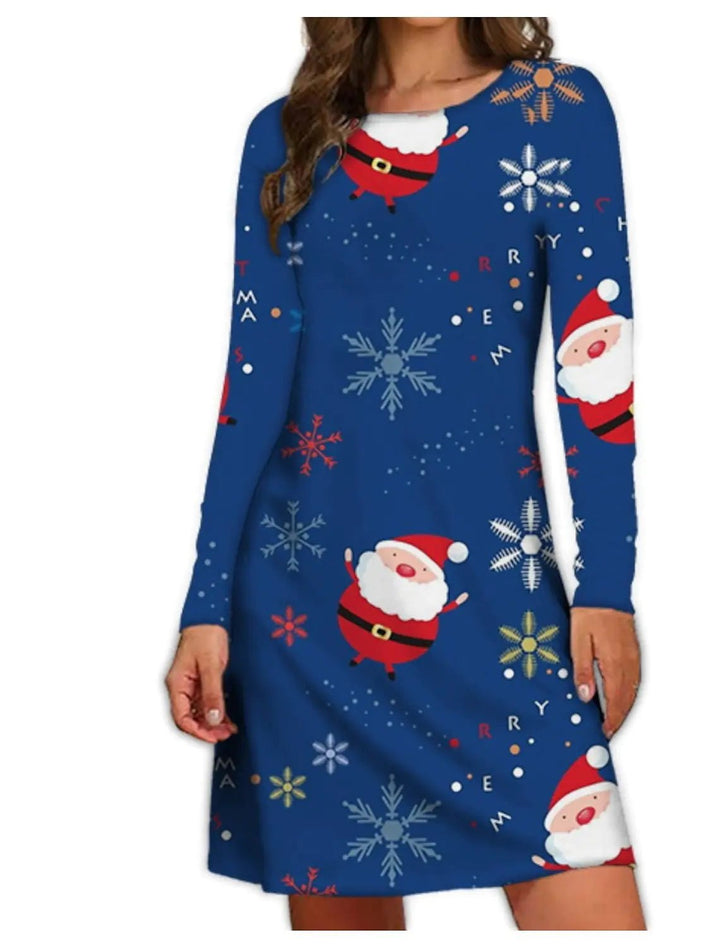 Women's Long Sleeve Christmas Dress - 3D Print, Mid - Waist (XS - 8XL) - Whimsical Shoppe