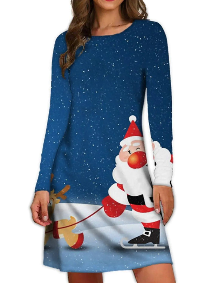 Women's Long Sleeve Christmas Dress - 3D Print, Mid - Waist (XS - 8XL) - Whimsical Shoppe