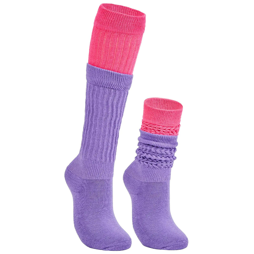 Women's Retro Purple & Pink Slouch Socks - 80s & 90s Style - Whimsical Shoppe