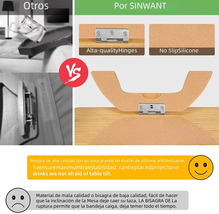 Wooden Lazy Sofa Tray with Rotating Phone Stand – Foldable Radiata Pine Lap Table for Snacks, Breakfast & Devices - Whimsical Shoppe