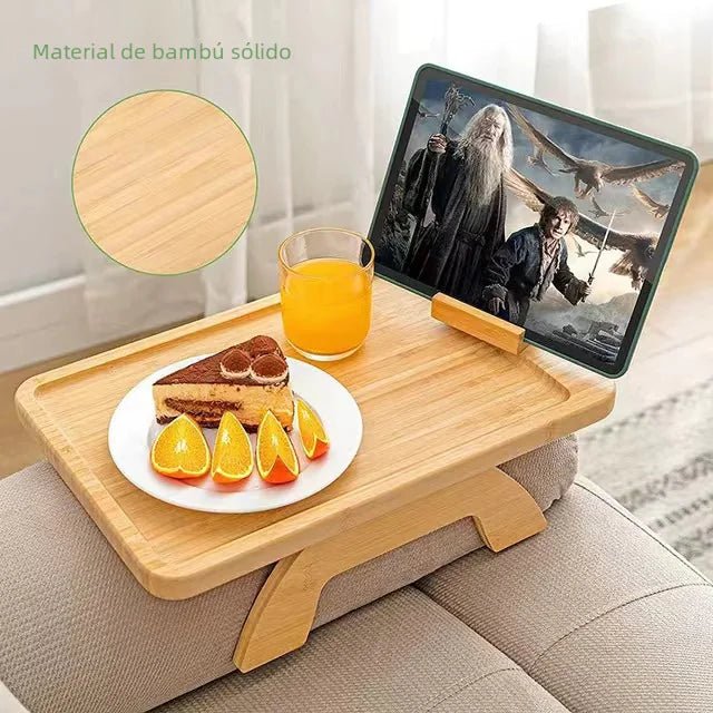 Wooden Lazy Sofa Tray with Rotating Phone Stand – Foldable Radiata Pine Lap Table for Snacks, Breakfast & Devices - Whimsical Shoppe
