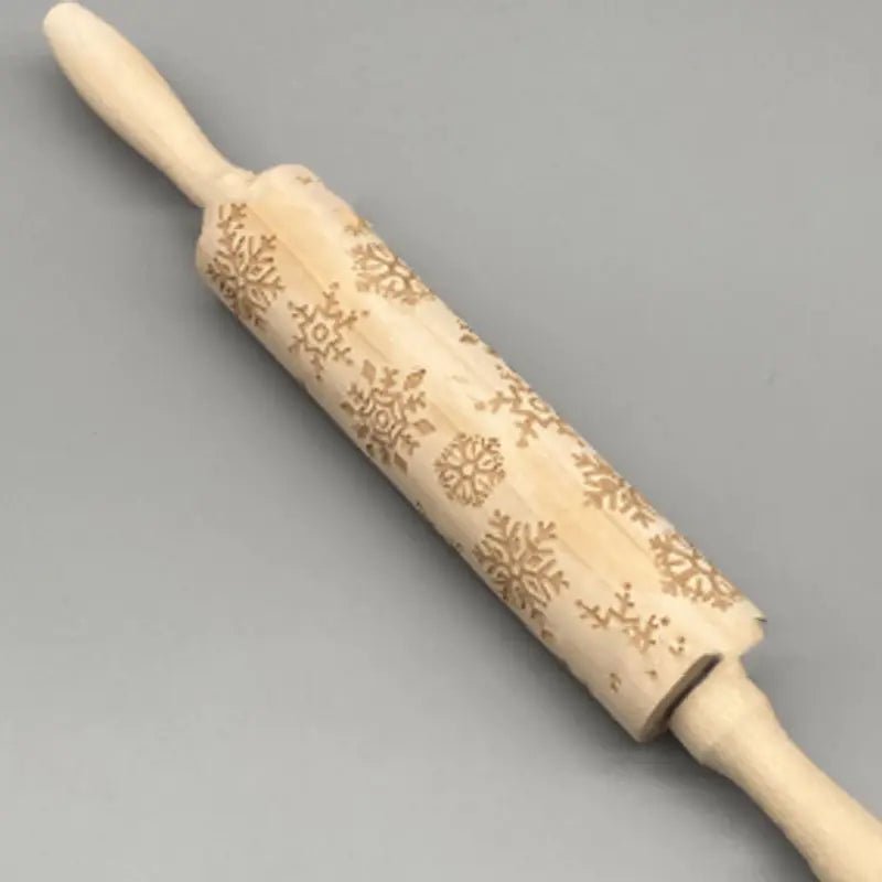 Wooden Rolling Pin - Christmas Reindeer & Snowflake Print (26 Designs) - Whimsical Shoppe