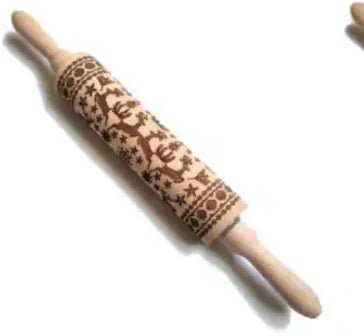 Wooden Rolling Pin - Christmas Reindeer & Snowflake Print (26 Designs) - Whimsical Shoppe