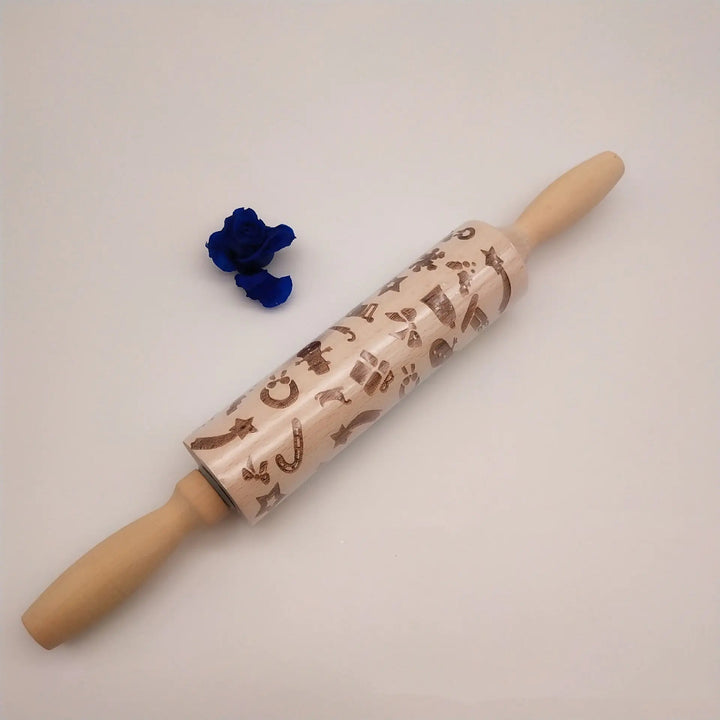 Wooden Rolling Pin - Christmas Reindeer & Snowflake Print (26 Designs) - Whimsical Shoppe