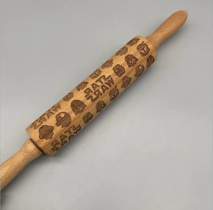 Wooden Rolling Pin - Christmas Reindeer & Snowflake Print (26 Designs) - Whimsical Shoppe