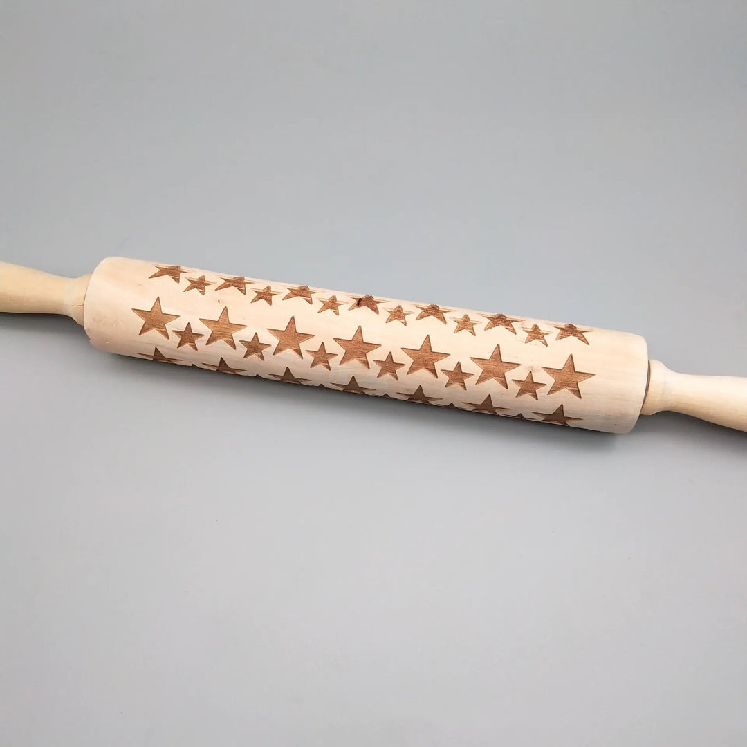 Wooden Rolling Pin - Christmas Reindeer & Snowflake Print (26 Designs) - Whimsical Shoppe