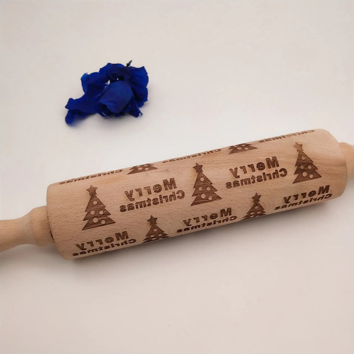 Wooden Rolling Pin - Christmas Reindeer & Snowflake Print (26 Designs) - Whimsical Shoppe