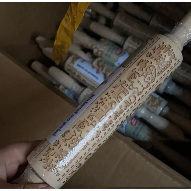 Wooden Rolling Pin - Christmas Reindeer & Snowflake Print (26 Designs) - Whimsical Shoppe