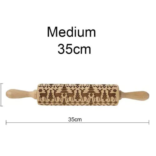 Wooden Rolling Pin - Christmas Reindeer & Snowflake Print (26 Designs) - Whimsical Shoppe