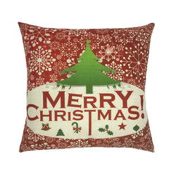 Christmas Santa & Reindeer Cotton Linen Pillow Cover (45x45cm)