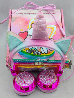 Wired Unicorn Kids Headphones – 3.5mm Plug, Mic, 1.5m Cable (6 Cute Styles) – Perfect Gift