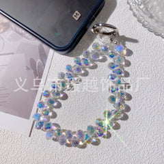 Creative Crystal Phone Chain – Elegant Beaded Strap/Keychain, Steel-Wire Reinforced (≈24–28 cm)